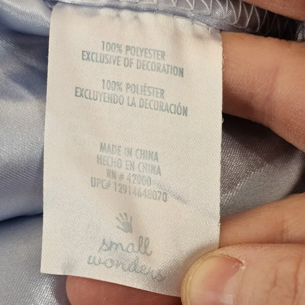 Small Wonders Baby‎ Blanket Light Blue Satin Trim Back Swirl Plush Soft